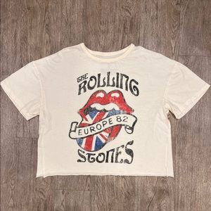 The Rolling Stones Vintage Short Sleeve Crop Top Cream Size Medium